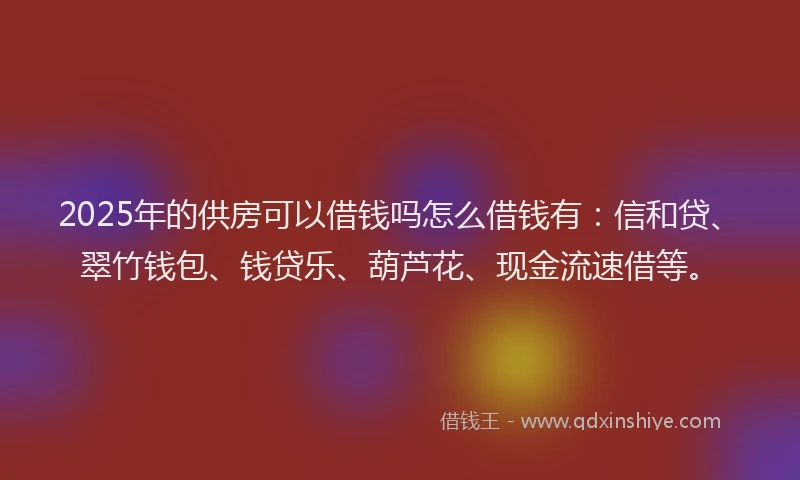2025年的供房可以借钱吗怎么借钱有：信和贷、翠竹钱包、钱贷乐、葫芦花、现金流速借等。