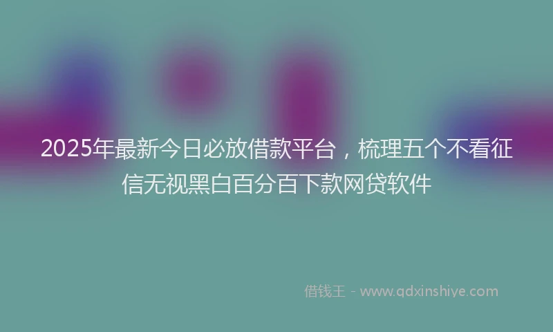 2025年最新今日必放借款平台，梳理五个不看征信无视黑白百分百下款网贷软件