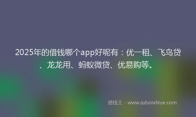 2025年的借钱哪个app好呢有：优一租、飞鸟贷、龙龙用、蚂蚁微贷、优易购等。