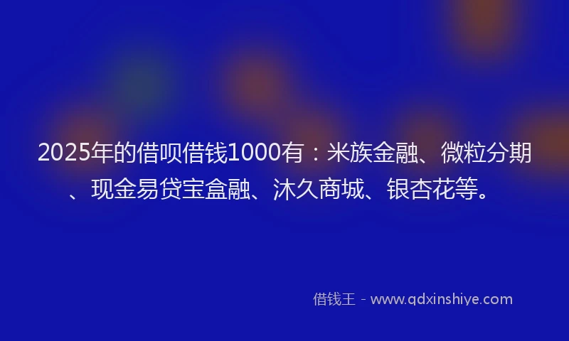 2025年的借呗借钱1000有：米族金融、微粒分期、现金易贷宝盒融、沐久商城、银杏花等。