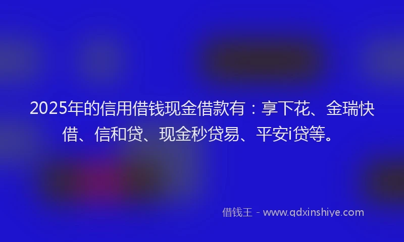 2025年的信用借钱现金借款有：享下花、金瑞快借、信和贷、现金秒贷易、平安i贷等。