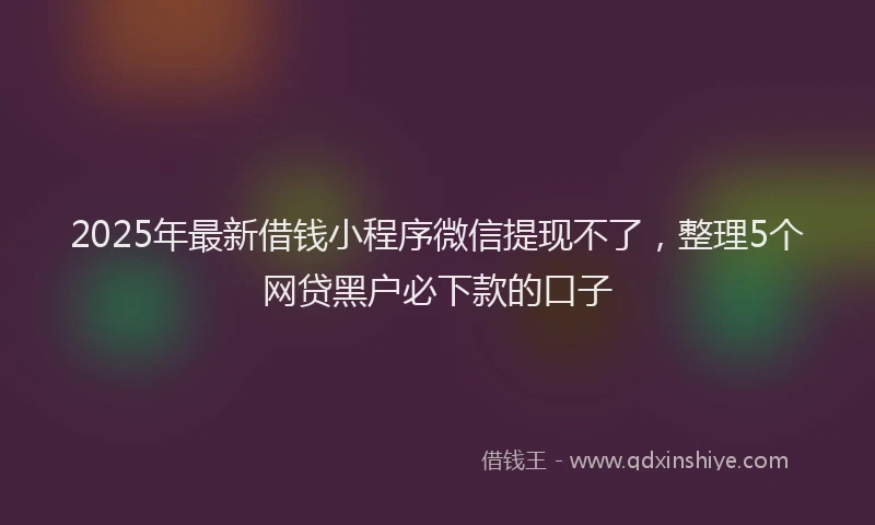 2025年最新借钱小程序微信提现不了，整理5个网贷黑户必下款的口子