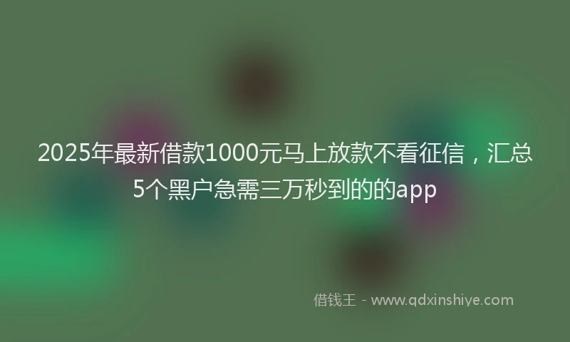 2025年最新借款1000元马上放款不看征信，汇总5个黑户急需三万秒到的的app
