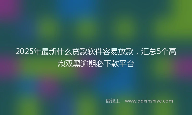 2025年最新什么贷款软件容易放款，汇总5个高炮双黑逾期必下款平台