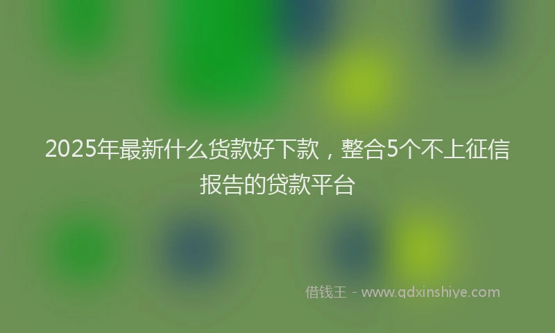 2025年最新什么货款好下款，整合5个不上征信报告的贷款平台