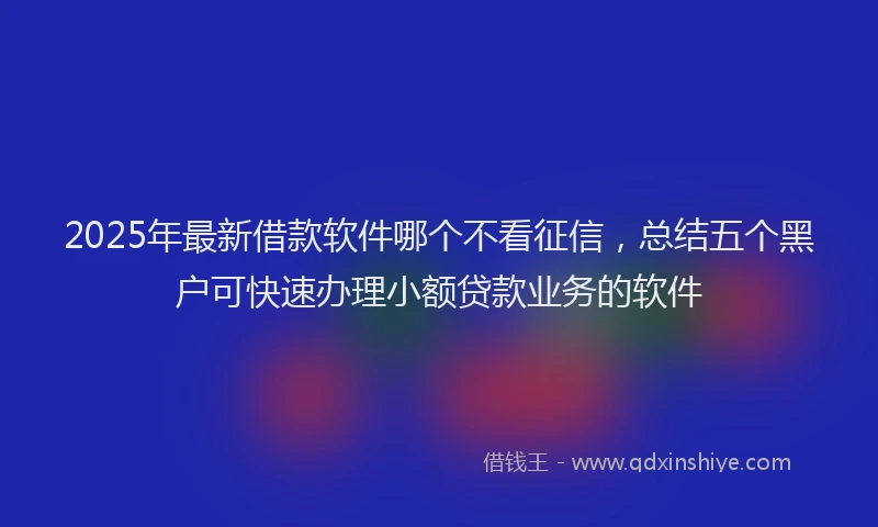 2025年最新借款软件哪个不看征信，总结五个黑户可快速办理小额贷款业务的软件