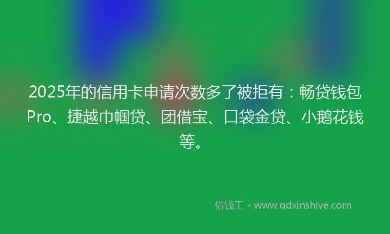 2025年的信用卡申请次数多了被拒有：畅贷钱包Pro、捷越巾帼贷、团借宝、口袋金贷、小鹅花钱等。