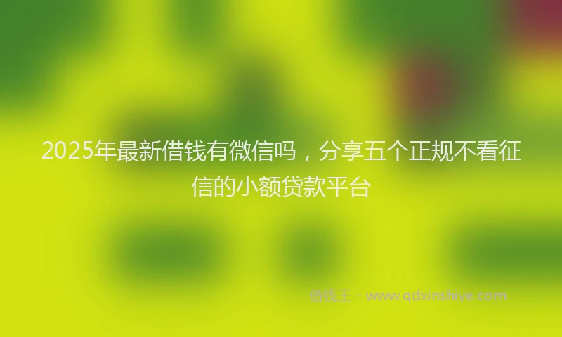 2025年最新借钱有微信吗，分享五个正规不看征信的小额贷款平台