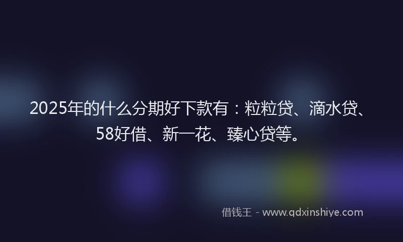 2025年的什么分期好下款有：粒粒贷、滴水贷、58好借、新一花、臻心贷等。