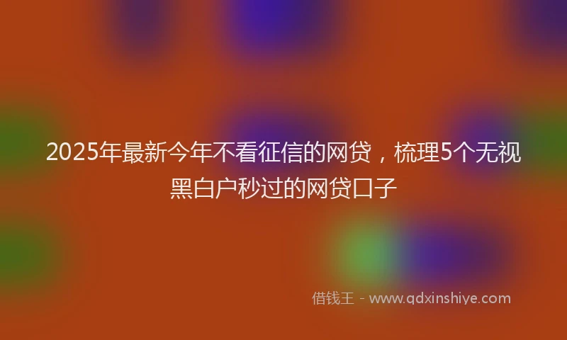 2025年最新今年不看征信的网贷，梳理5个无视黑白户秒过的网贷口子