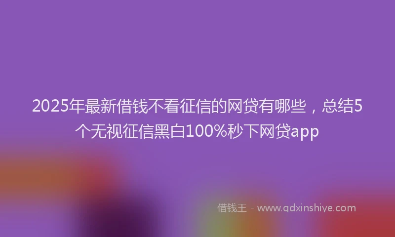 2025年最新借钱不看征信的网贷有哪些，总结5个无视征信黑白100%秒下网贷app