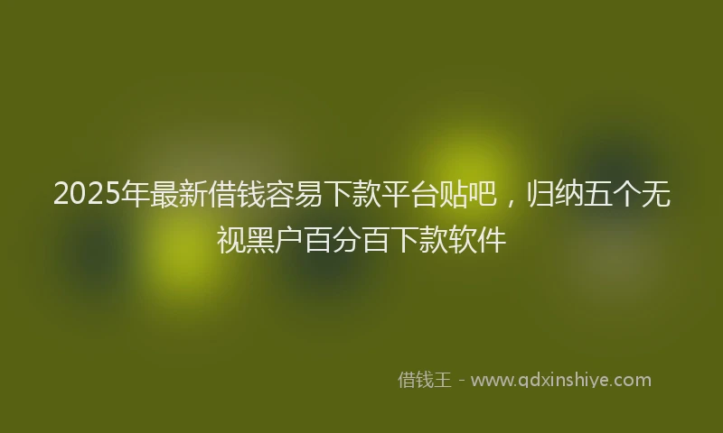 2025年最新借钱容易下款平台贴吧，归纳五个无视黑户百分百下款软件
