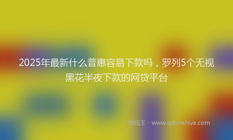 2025年最新什么普惠容易下款吗，罗列5个无视黑花半夜下款的网贷平台