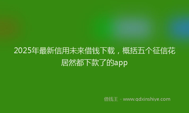 2025年最新信用未来借钱下载，概括五个征信花居然都下款了的app