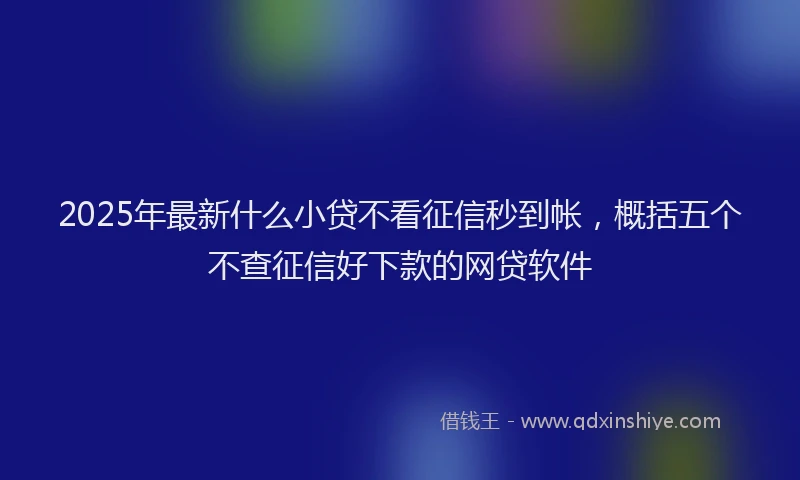 2025年最新什么小贷不看征信秒到帐，概括五个不查征信好下款的网贷软件