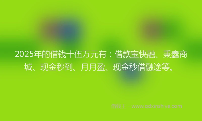 2025年的借钱十伍万元有：借款宝快融、秉鑫商城、现金秒到、月月盈、现金秒借融途等。