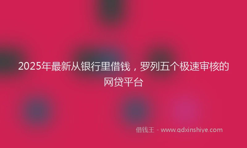 2025年最新从银行里借钱，罗列五个极速审核的网贷平台