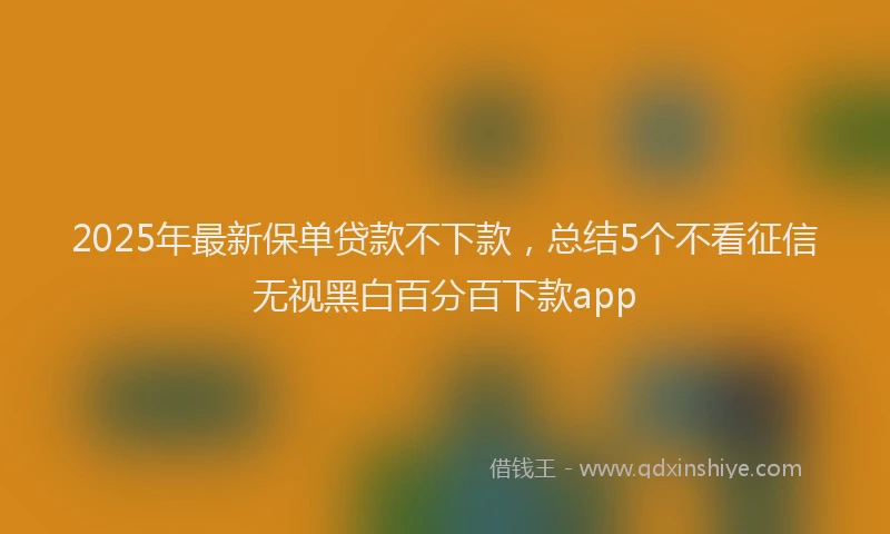 2025年最新保单贷款不下款，总结5个不看征信无视黑白百分百下款app