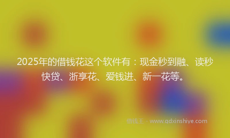 2025年的借钱花这个软件有：现金秒到融、读秒快贷、浙享花、爱钱进、新一花等。