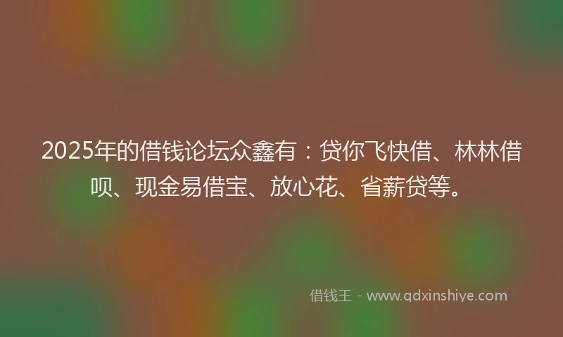 2025年的借钱论坛众鑫有：贷你飞快借、林林借呗、现金易借宝、放心花、省薪贷等。