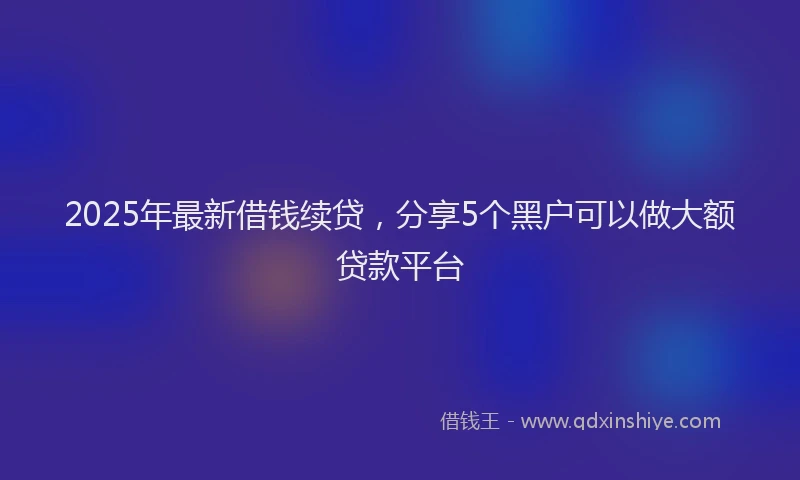 2025年最新借钱续贷，分享5个黑户可以做大额贷款平台