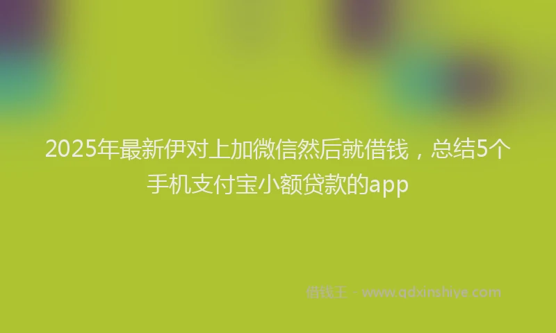 2025年最新伊对上加微信然后就借钱，总结5个手机支付宝小额贷款的app