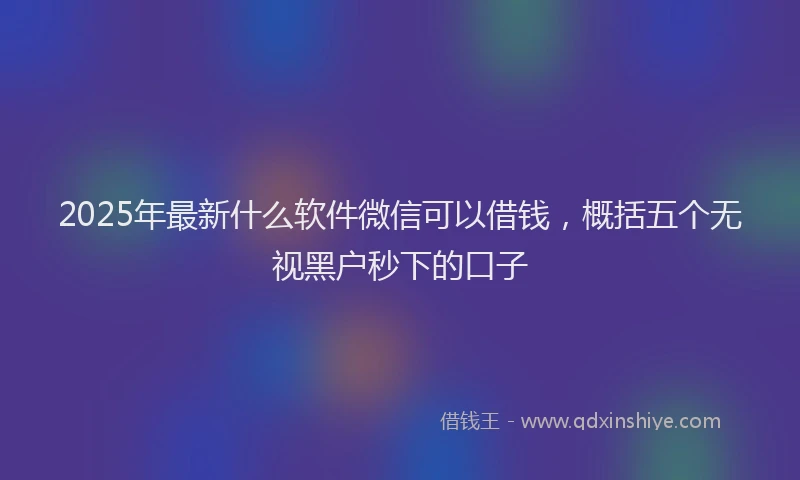 2025年最新什么软件微信可以借钱，概括五个无视黑户秒下的口子