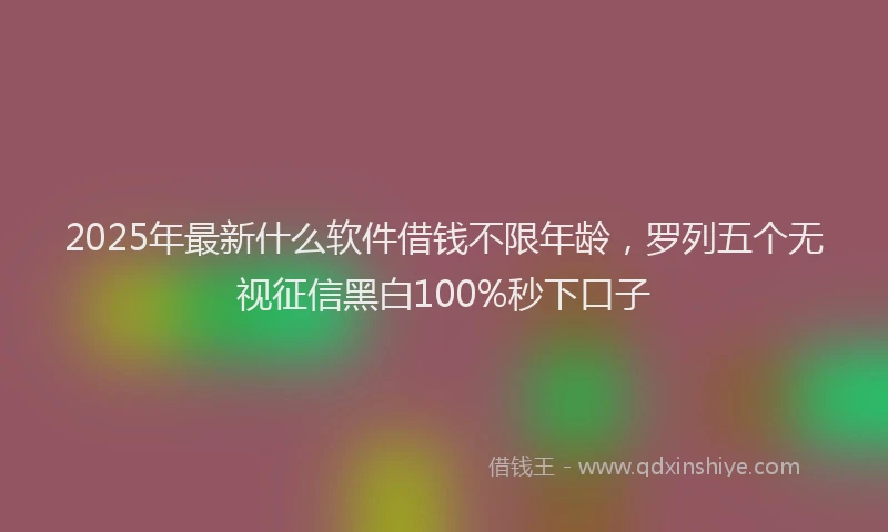 2025年最新什么软件借钱不限年龄，罗列五个无视征信黑白100%秒下口子