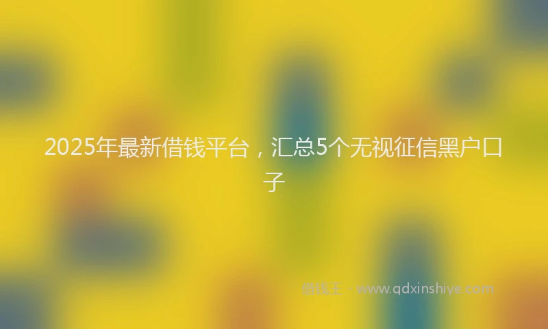 2025年最新借钱平台，汇总5个无视征信黑户口子