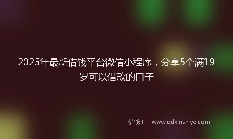 2025年最新借钱平台微信小程序，分享5个满19岁可以借款的口子