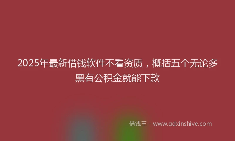 2025年最新借钱软件不看资质，概括五个无论多黑有公积金就能下款