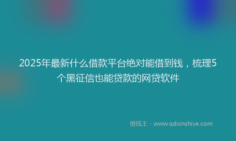 2025年最新什么借款平台绝对能借到钱，梳理5个黑征信也能贷款的网贷软件