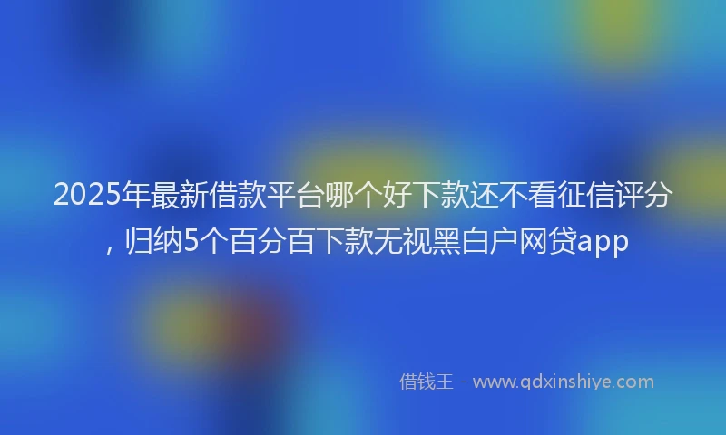 2025年最新借款平台哪个好下款还不看征信评分，归纳5个百分百下款无视黑白户网贷app