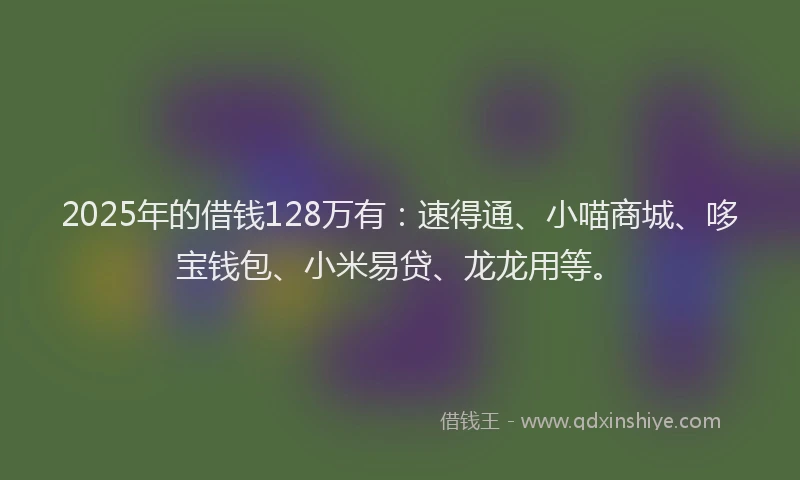 2025年的借钱128万有：速得通、小喵商城、哆宝钱包、小米易贷、龙龙用等。
