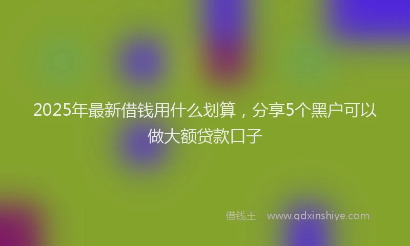 2025年最新借钱用什么划算，分享5个黑户可以做大额贷款口子