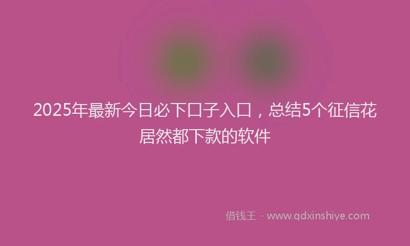 2025年最新今日必下口子入口，总结5个征信花居然都下款的软件