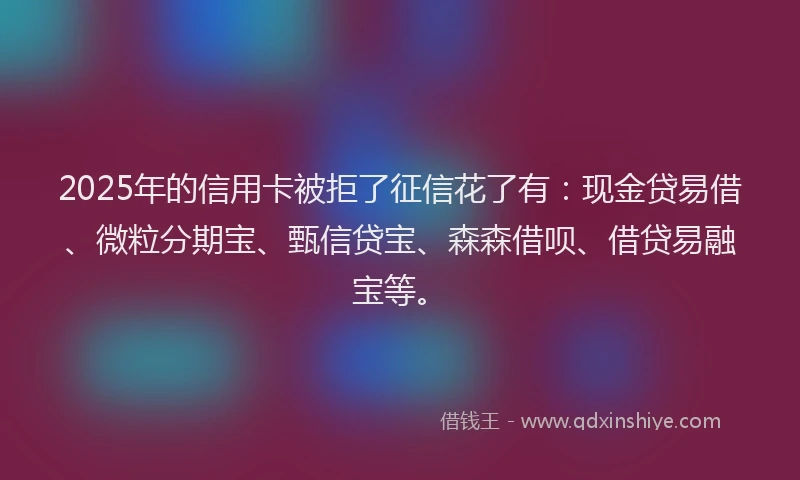 2025年的信用卡被拒了征信花了有：现金贷易借、微粒分期宝、甄信贷宝、森森借呗、借贷易融宝等。