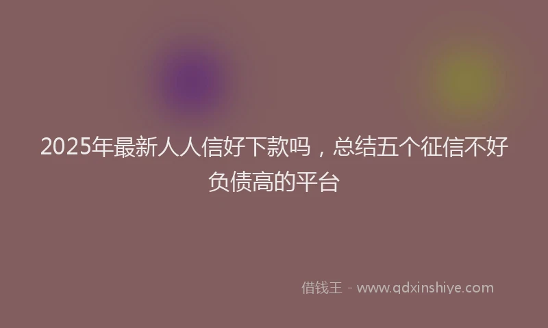2025年最新人人信好下款吗，总结五个征信不好负债高的平台