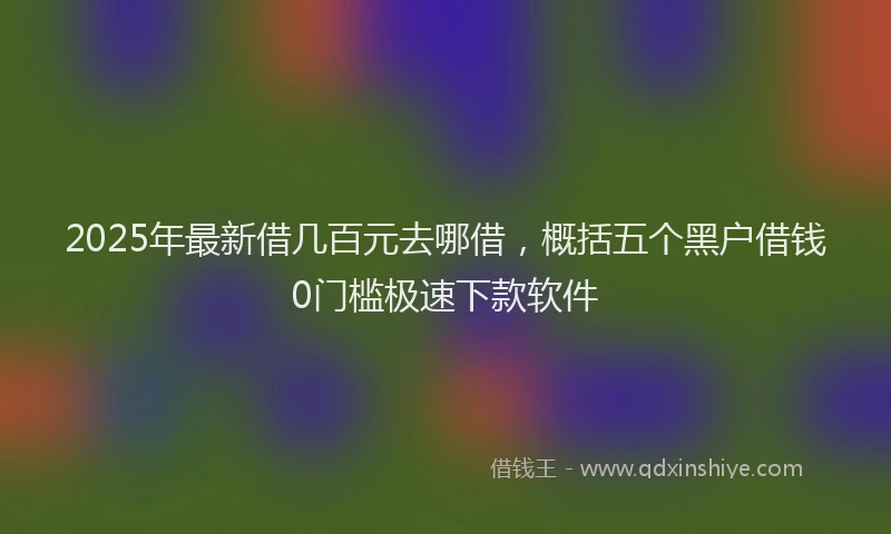 2025年最新借几百元去哪借，概括五个黑户借钱0门槛极速下款软件