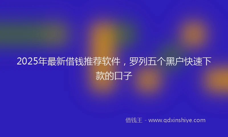 2025年最新借钱推荐软件，罗列五个黑户快速下款的口子