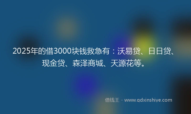 2025年的借3000块钱救急有：沃易贷、日日贷、现金贷、森泽商城、天源花等。