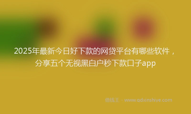 2025年最新今日好下款的网贷平台有哪些软件，分享五个无视黑白户秒下款口子app