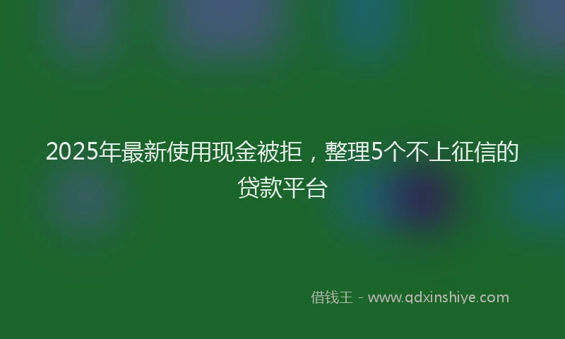 2025年最新使用现金被拒，整理5个不上征信的贷款平台