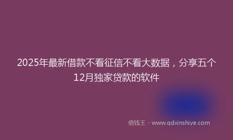 2025年最新借款不看征信不看大数据，分享五个12月独家贷款的软件