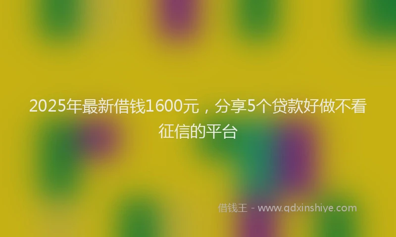2025年最新借钱1600元，分享5个贷款好做不看征信的平台