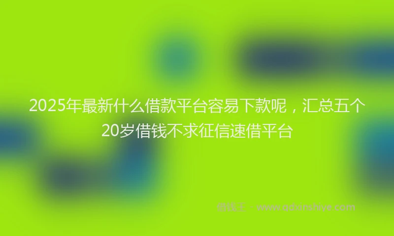 2025年最新什么借款平台容易下款呢，汇总五个20岁借钱不求征信速借平台