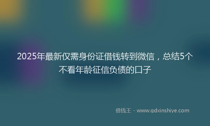 2025年最新仅需身份证借钱转到微信，总结5个不看年龄征信负债的口子