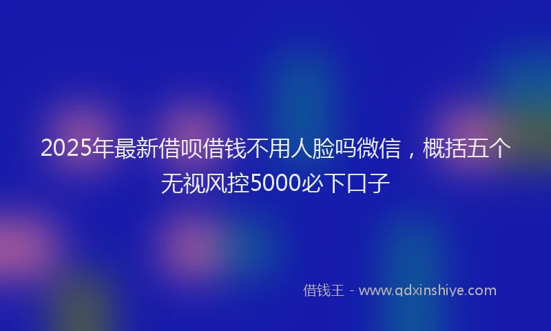 2025年最新借呗借钱不用人脸吗微信，概括五个无视风控5000必下口子