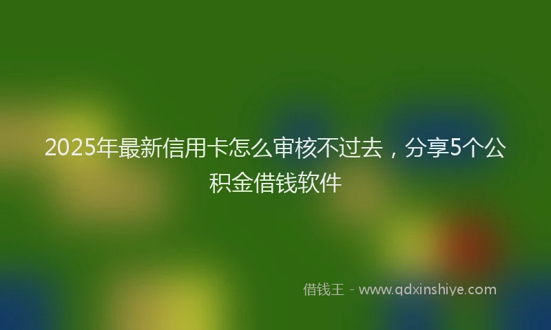 2025年最新信用卡怎么审核不过去，分享5个公积金借钱软件