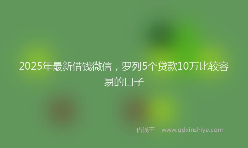 2025年最新借钱微信，罗列5个贷款10万比较容易的口子